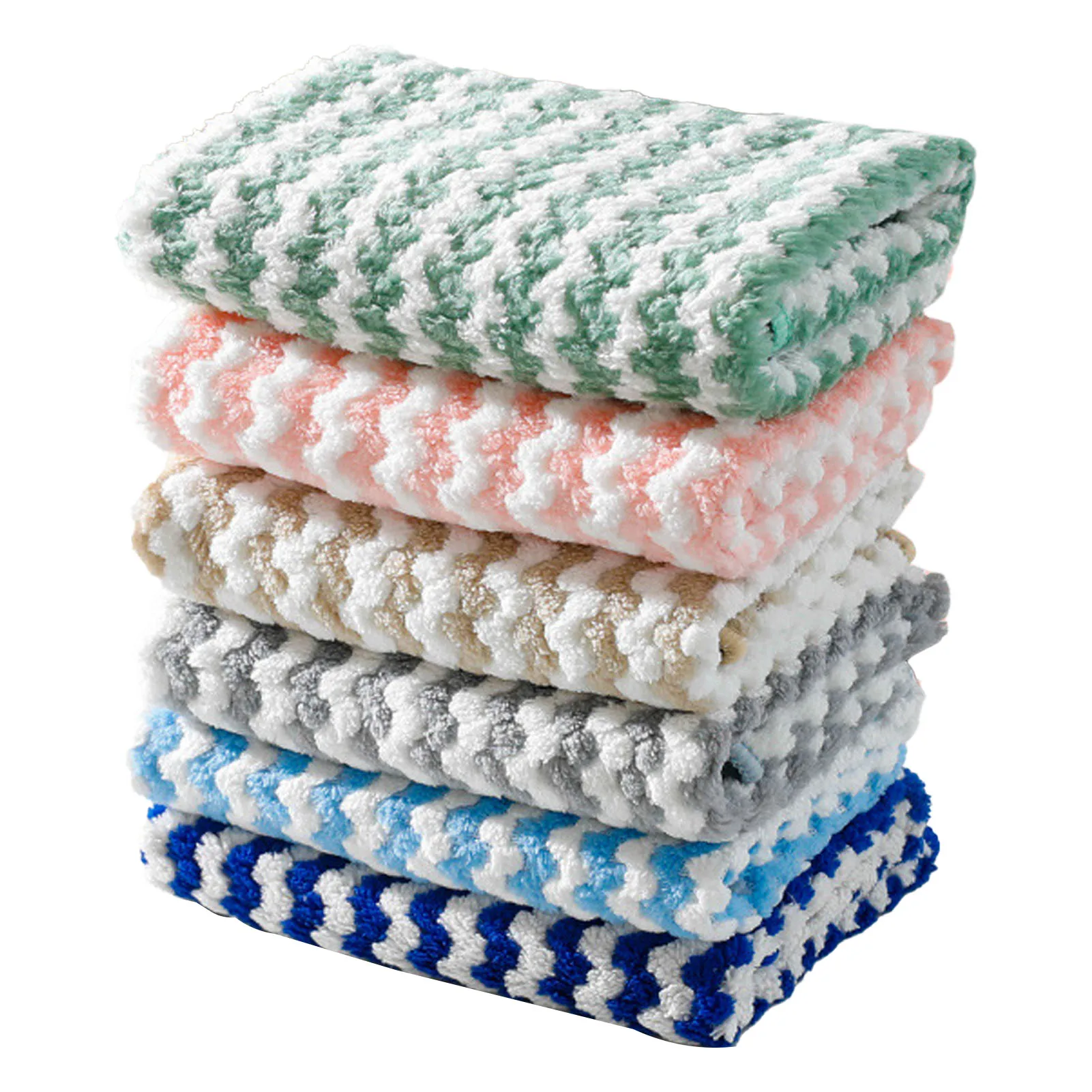 5pcs Stripes Dish Cloths Kitchen Dish Towels Washable Reusable Cleaning Cloths Hand Towels Super Absorbent For Kitchen Bathroom