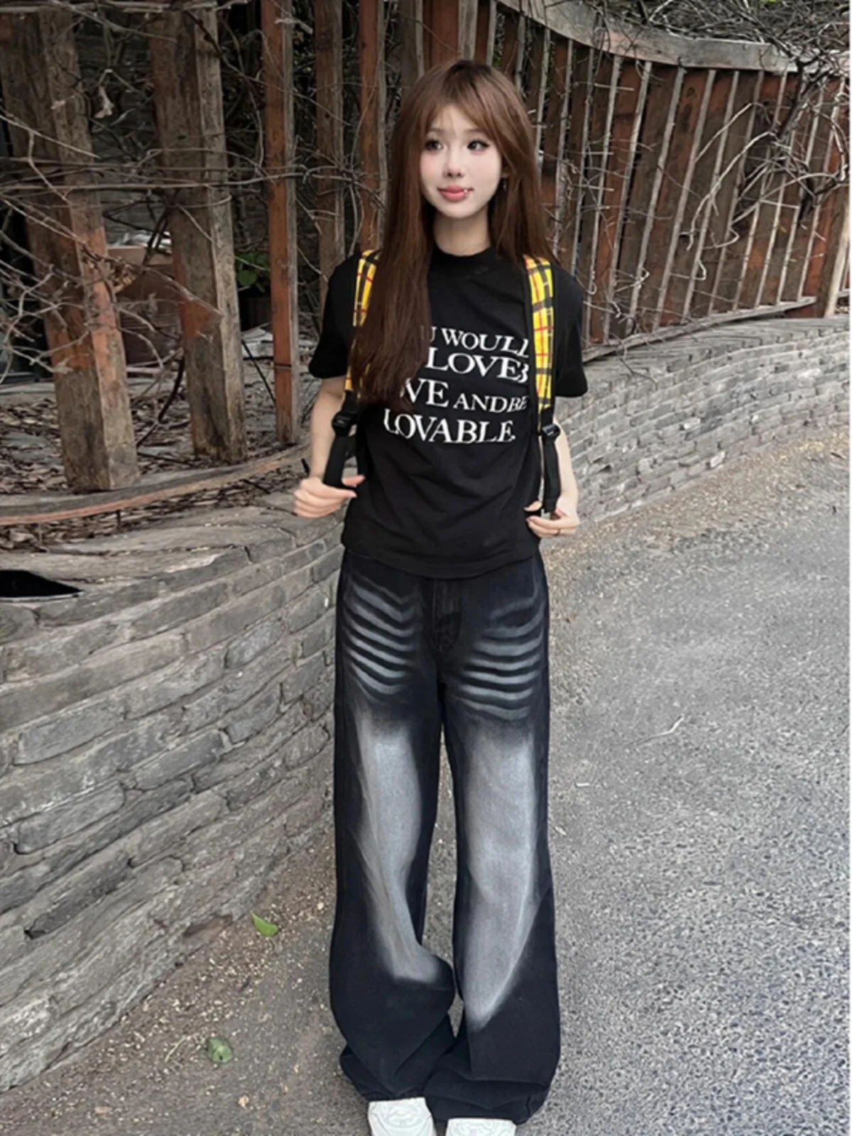 

Washed Gradient Blue Jeans Men's Autumn Winter American High Street Straight Leg Cleanfit Handsome Flared Pants