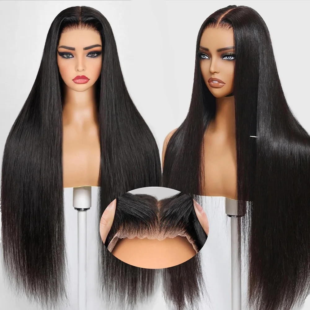7x6 HD Glueless Straight Closure Full Lace Wigs For Women Ready To Wear Straight Human Hair Wig 200 Density 44 46 Inch Remy Hair view 2