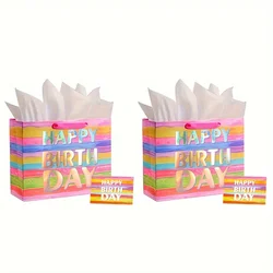 Pack of 2 / Pack of 5 / Pack of 10 13 inch Large Colourful Happy Birthday Gift Bag Set Pretty Birthday Gift Wrap Bags Christmas
