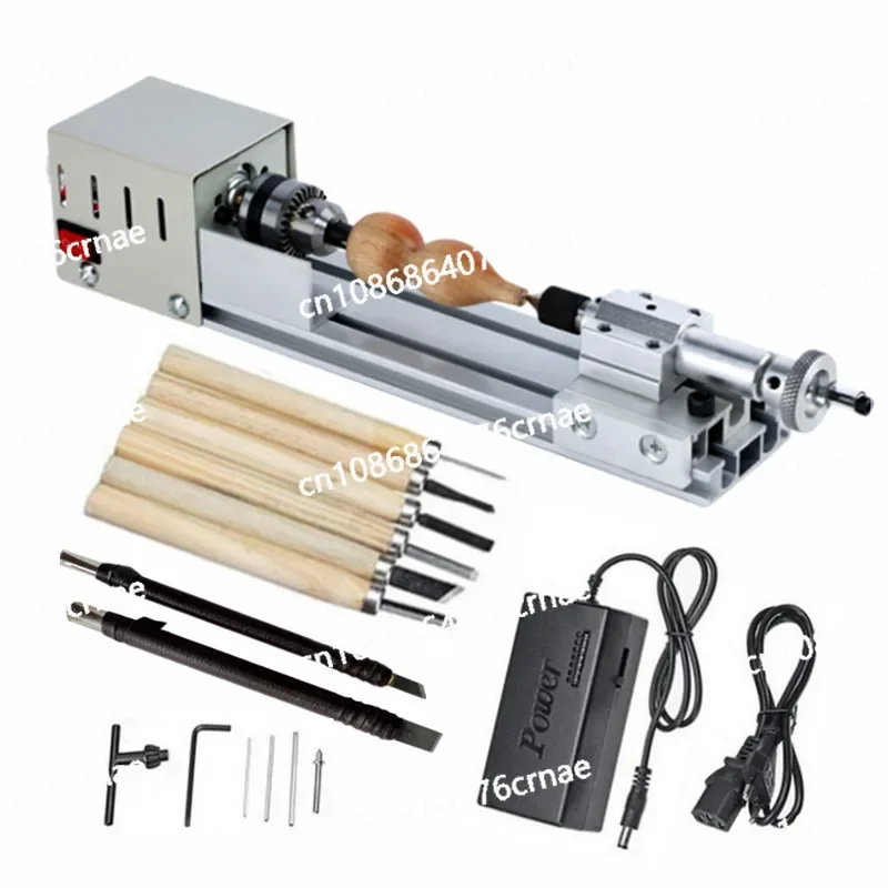 Upgraded Mini Lathe Machine 12V-24VDC 96W Mini Wood Lathe Milling Accessories for DIY Woodworking Wood Drill Rotary Tool