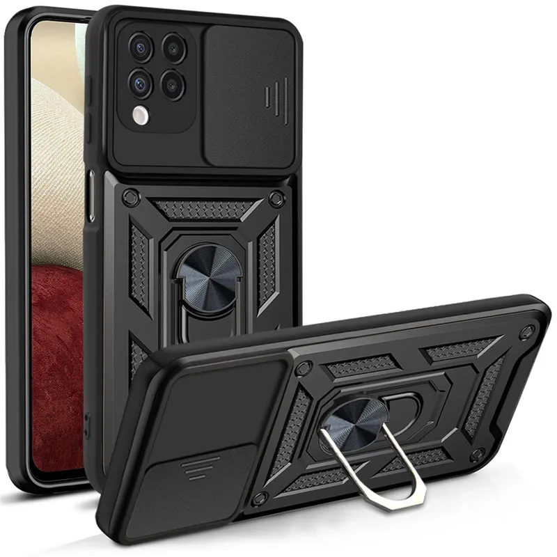 Funda con anillo para Samsung Galaxy A12, a prueba de golpes, para Samsung A12, Galaxy M12, F12, A 12, con protección para la lente de la cámara.