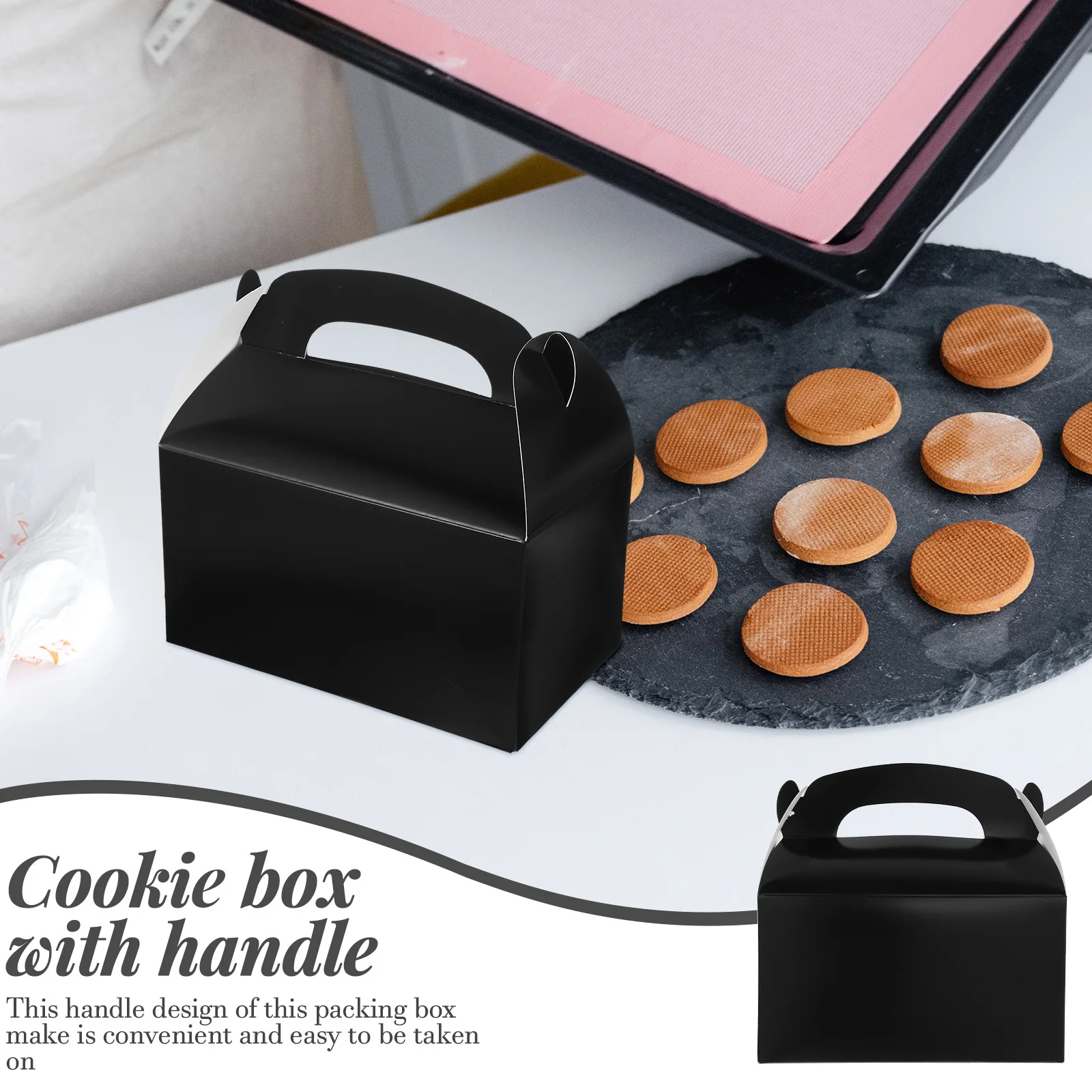 Scatola di carta per imballaggio di torte da 10 pezzi Scatola di biscotti con manico Contenitore portatile per caramelle nuziali Scatole per bomboniere Supporti per dolcetti