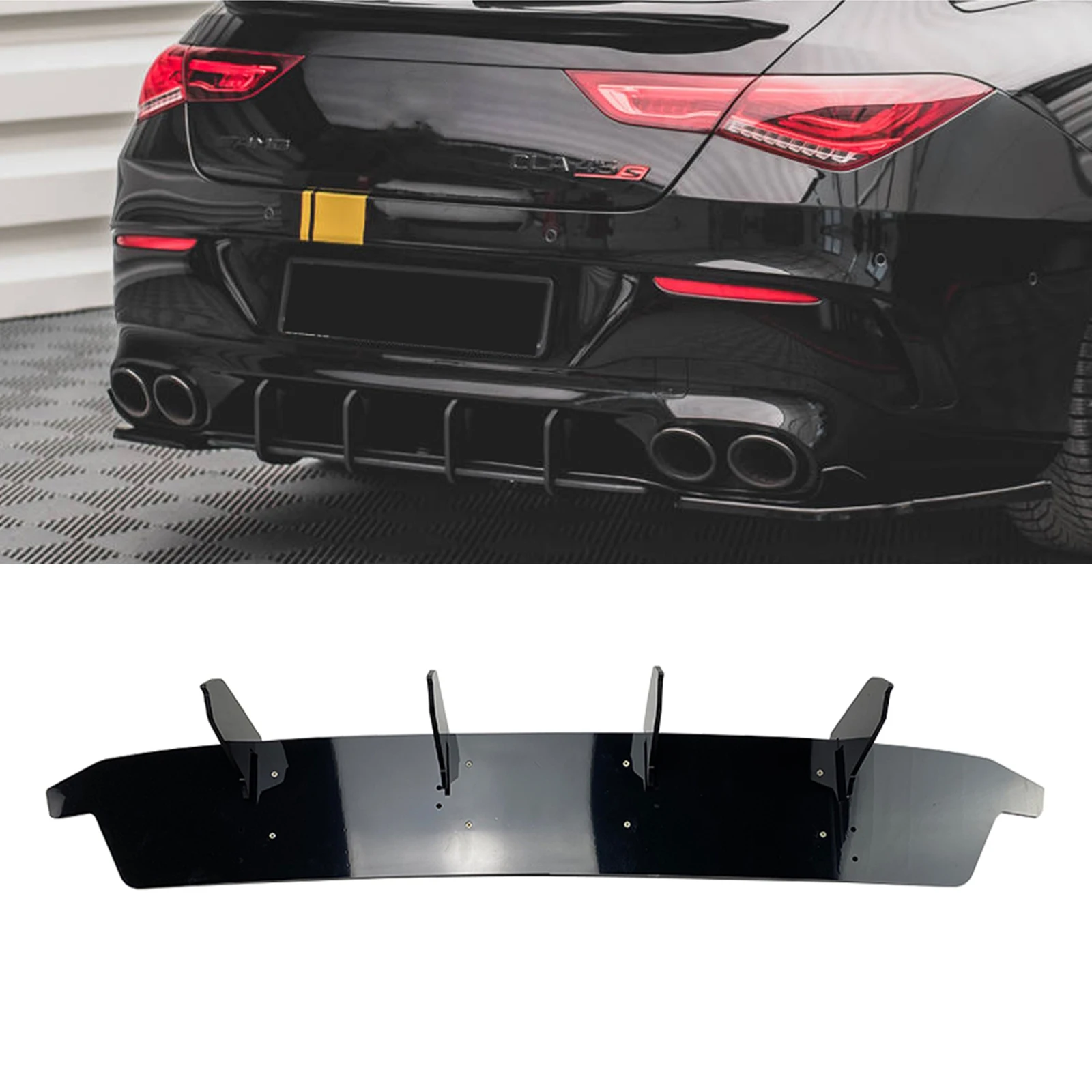 

Rear Bumper Diffuser Spoiler Splitter Lip For Mercedes Benz CLA Class C118 CLA35 CLA45 AMG 2020-2021 Gloss Black Canard Bracket