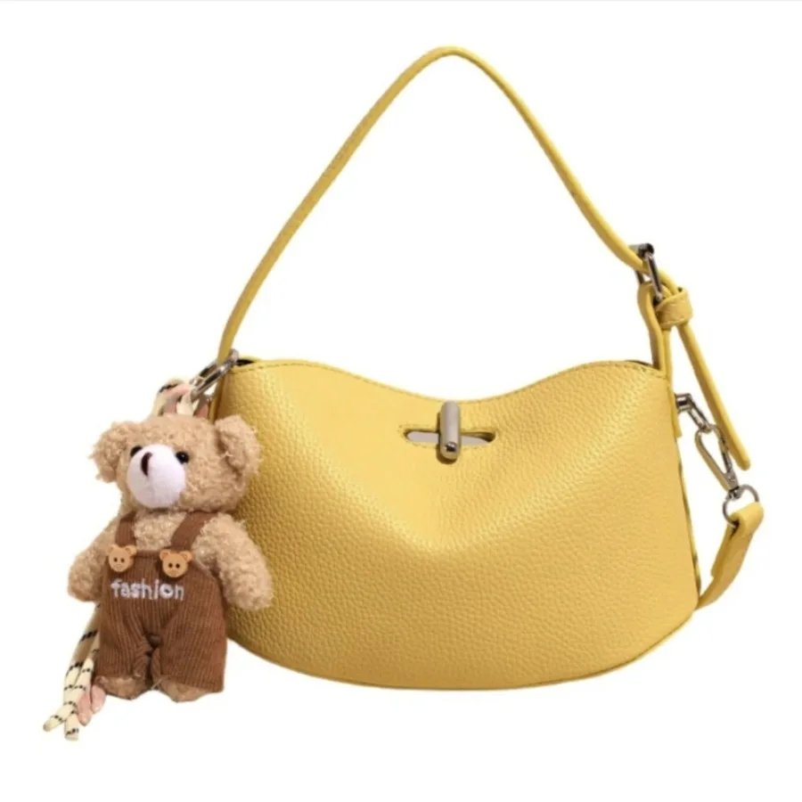 

Advanced texture fashion decent handbag lunchbox bag simple leisure texture hundred lock shoulder ladies crossbody bags