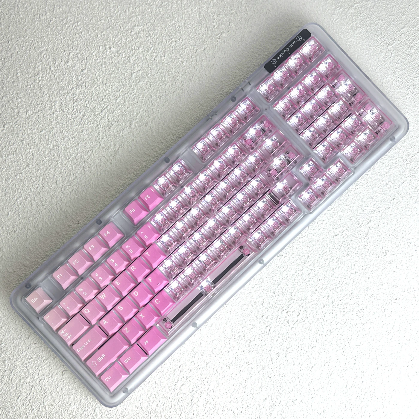 أغطية مفاتيح شفافة متدرجة زهر الكرز لمفاتيح Pbt Pc 164، وردي وأزرق لمجموعة أغطية مفاتيح مخصصة للوحة المفاتيح Aula #5