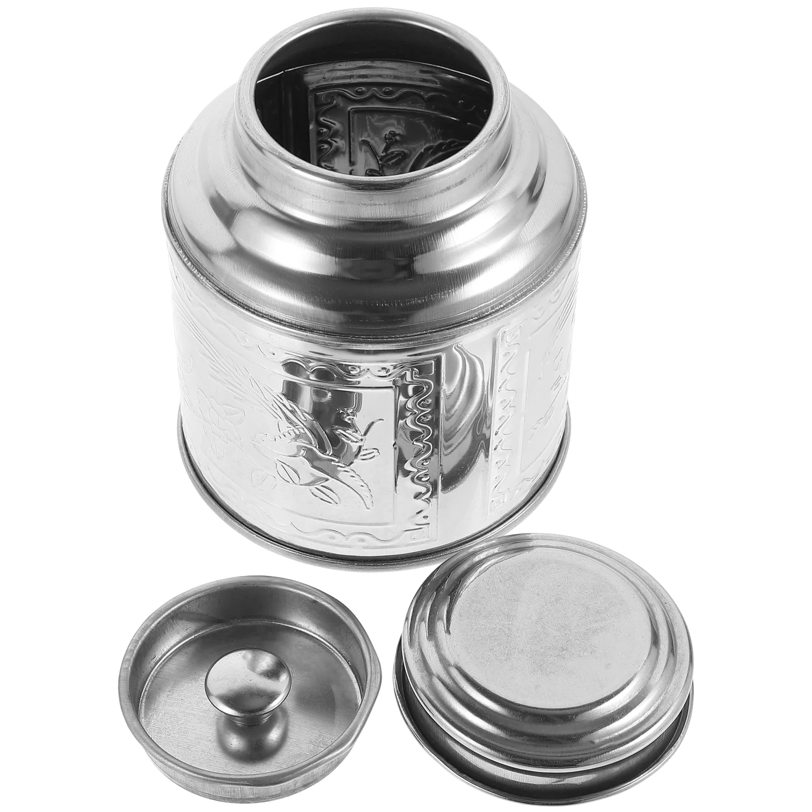 

Loose Tea Leaf Storage Canister Sealed Household Sealing Jar Silver Decorative Wrapping