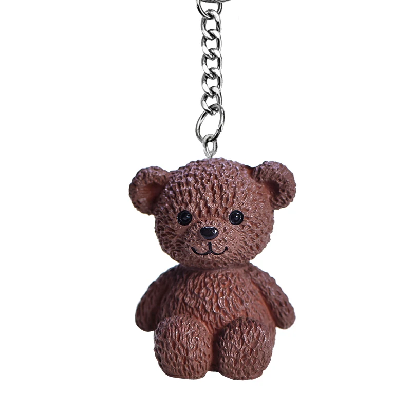 Cute Mini Teddy Bear Doll Keychain Novelty Girls Cartoon Small Animal Key Chain On Student Bag Trinket Jewelry Party Gift