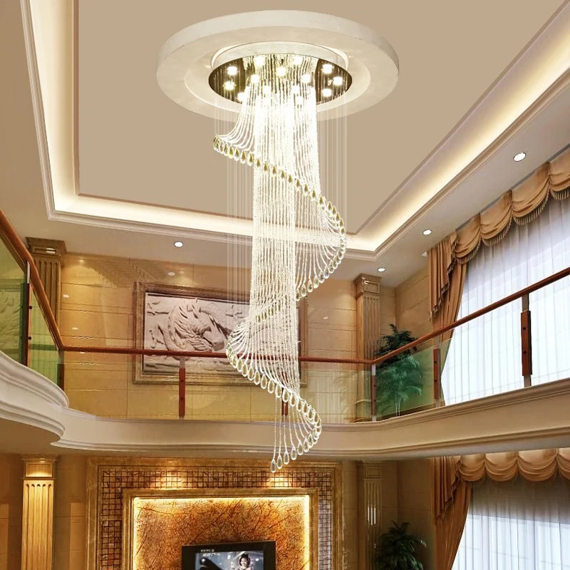 2025 Nordic modern skirt crystal chandelier villa duplex staircase  long chandelier hotel club hallpendant light candelabros