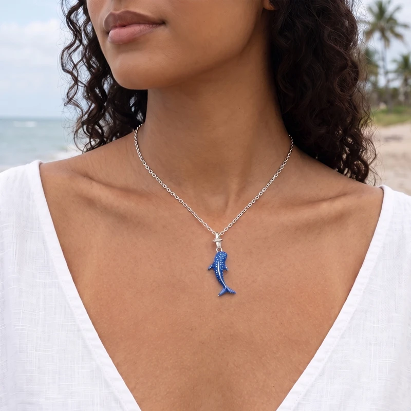 925 Sterling Silber Hai-Anhänger Halskette, im Dunkeln leuchtendes Meeres-Tier für Frauen, einzigartiges Jubiläumsgeschenk – Detail 3