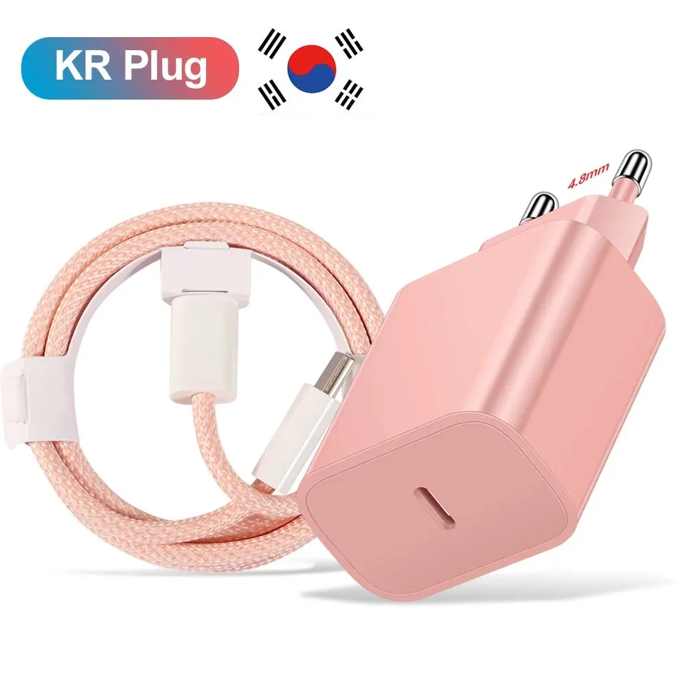 20W PD Korean USB C Type C Charger For iPhone 15 Fast Charging Cable For Xiaomi Redmi Note 12 Samsung S23 Ultra Type C Phone