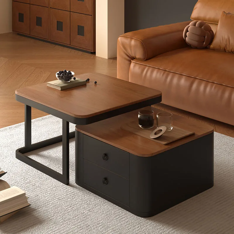 

Trendy Organizer Drawer Coffee Table Hidden Storage Modern Tea Neutral Coffee Table Glam Living Room Table De Salon Furniture
