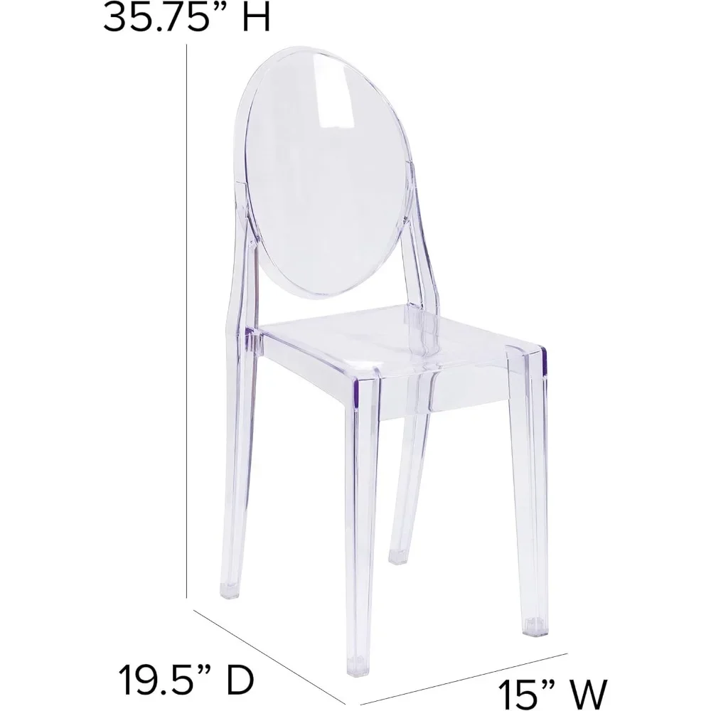 Cheryl Indoor/Outdoor Ghost Accent and Dining Chair with Contoured Seat, Stackable Transparent Restaurant Chair,