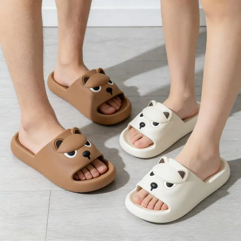 

Cute Cartoon Dog Thick Bottom Indoor Slippers Women Summer 2026 Soft Lightweight EVA Home Slippers Couple's Beach Sandals Slides