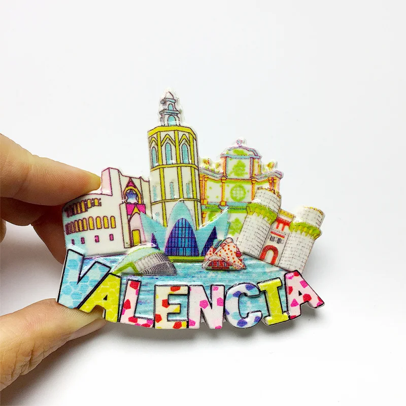

Valencia, Spain Scenery Fridge Magnet Sticker Internet Celebrity Personality Creative Travel3d3D Magnetic Attraction Decorations