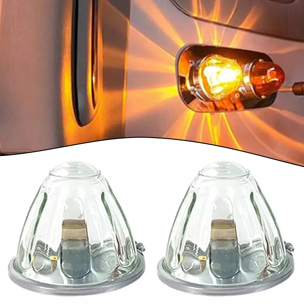 

2x Amber Watermelon Light Glass Kit Clear Lens W/ 1156 LED Bulb Incandescent Fast Heat Dissipation Fast Instant Start No Noise