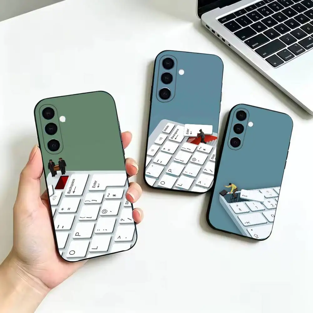 Keyboard Pattern Soft Black Cover, Fit for Samsung Galaxy A02S,A12,A22,A32,A42,A52,A21S,A31,A41,A51,A71,A72,A73,A30S