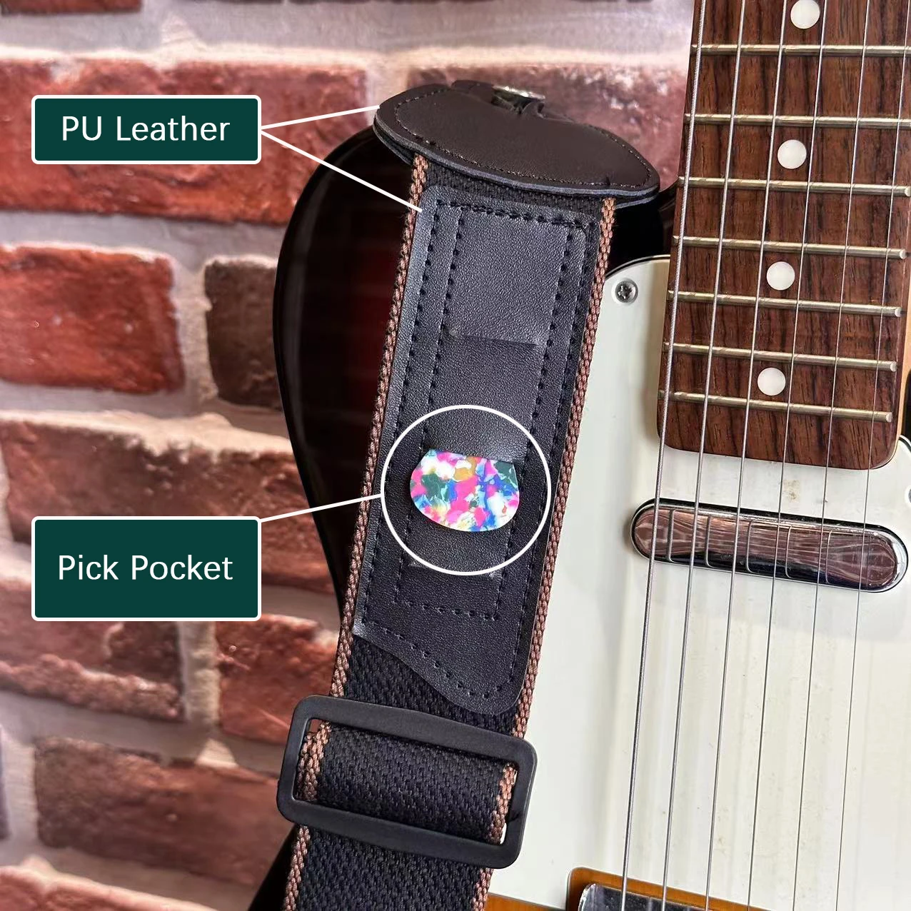 11Pcs Guitar Strap for Acoustic / Electric / Bass Guitars & Ukulele Cotton PU Leather Adjustable Length Approx. 40\