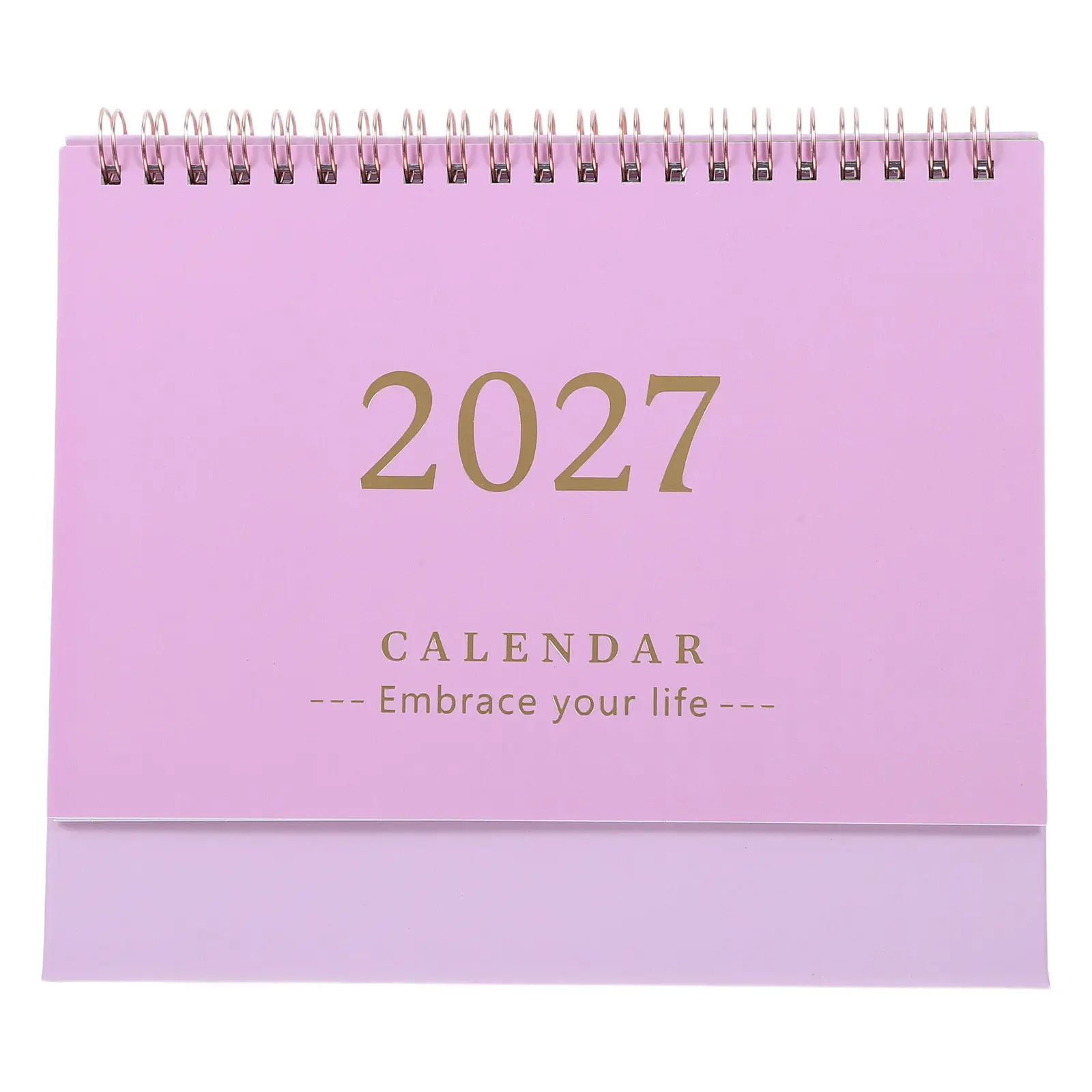 Small Standing Desk Calendar 2027 Pink Compact Monthly Flip Calendar 12 Month Planner Office Desktop Schedule Organizer