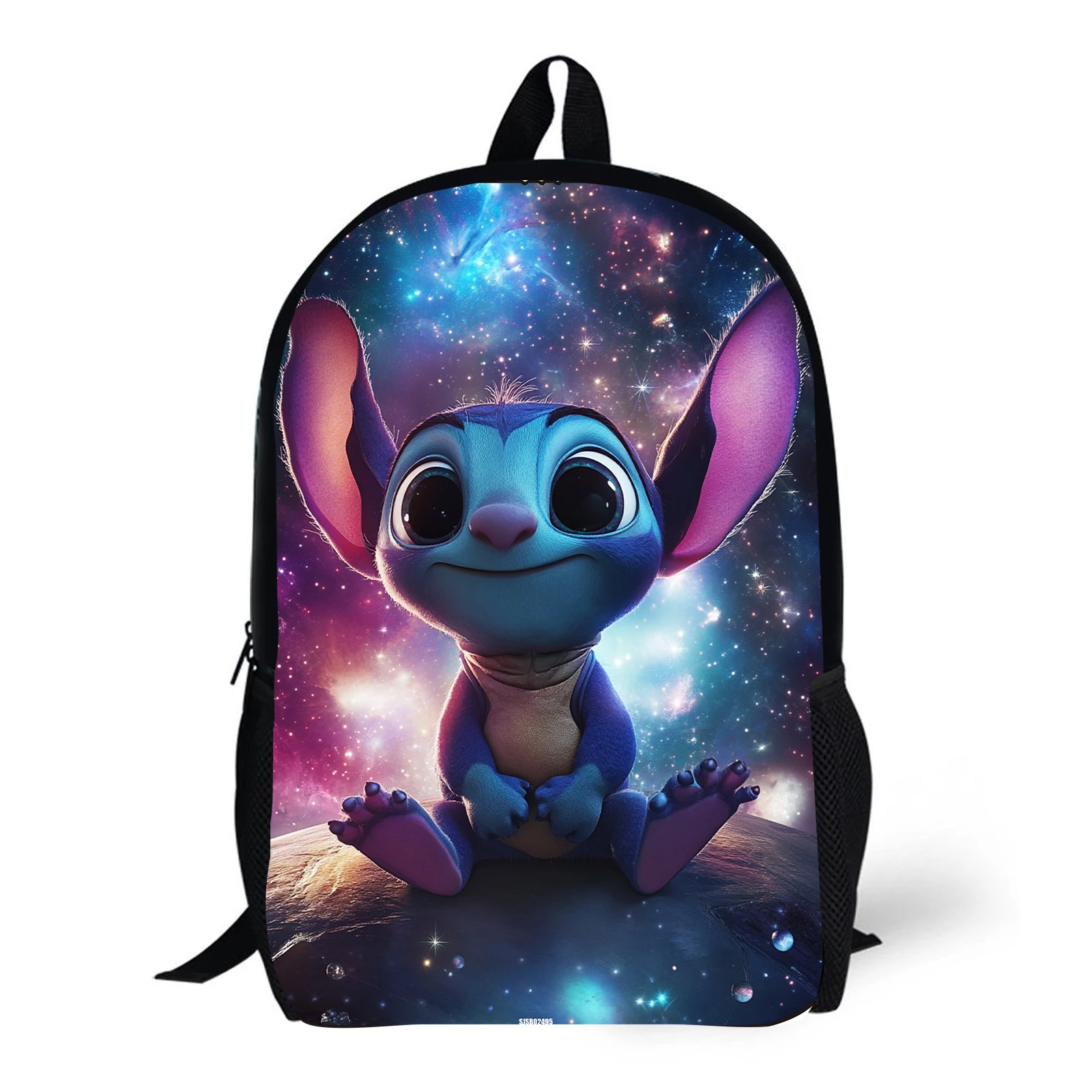 

1pc seated Stitch starry sky background printed backpack, student backpack, suitable for travel, daily commuting