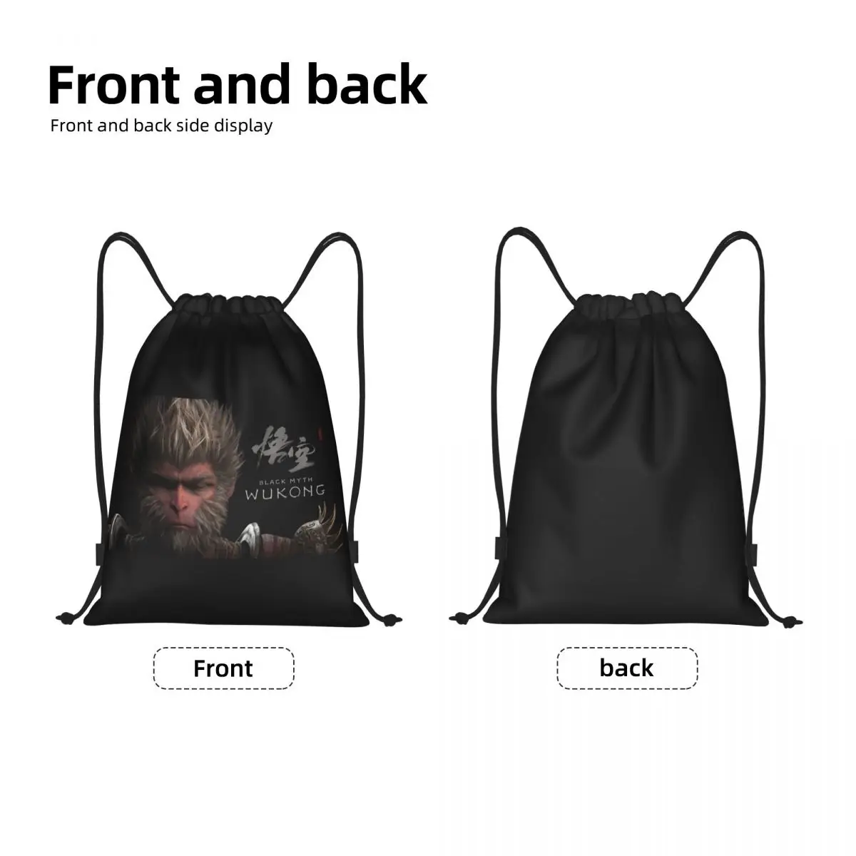 Custom Monkey King Wukong Myth And Folklore Drawstring Backpack Gym Sport Sackpack Portable Video Game Lover Shopping Bag Sack