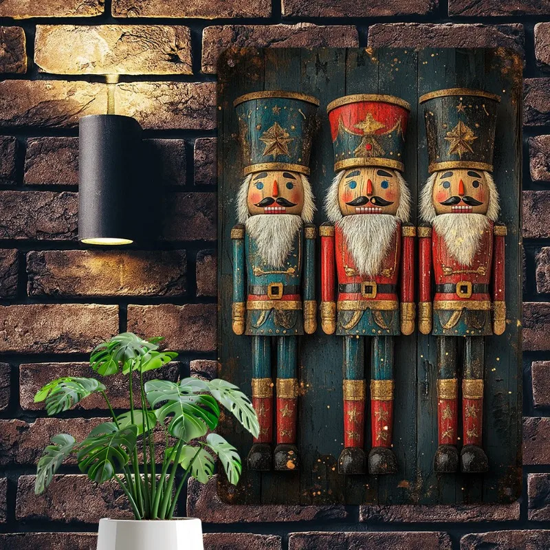 

Nutcracker Themed Aluminum Metal Wall Art, Ideal for Holiday - Inspired Home Decor, Decorative Wall Poster, 7.9x11.8"