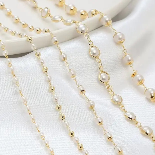 WT-RBC235 WKT Wonderful Artifical Pearl & 18k Gold Brass Jewelry Chain Accessories Women Popular NEW Sale DIY Crafts Making