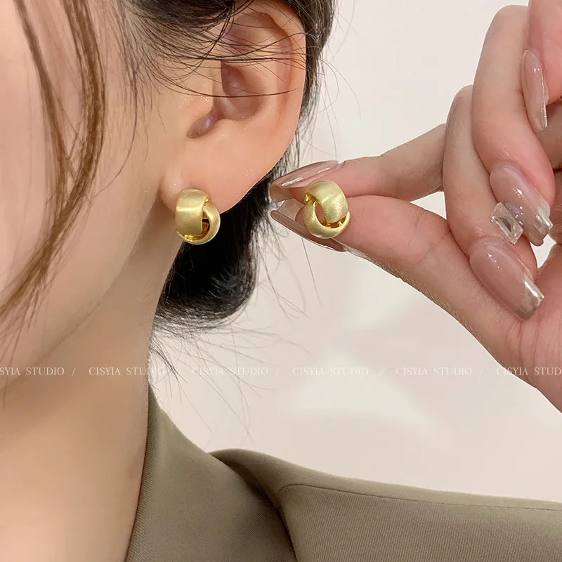 Stud Earrings Brushed Silver Metal Elegant Minimalist Lightweight Durable Versatile Comfortable  Daily Office Party Women Gift
