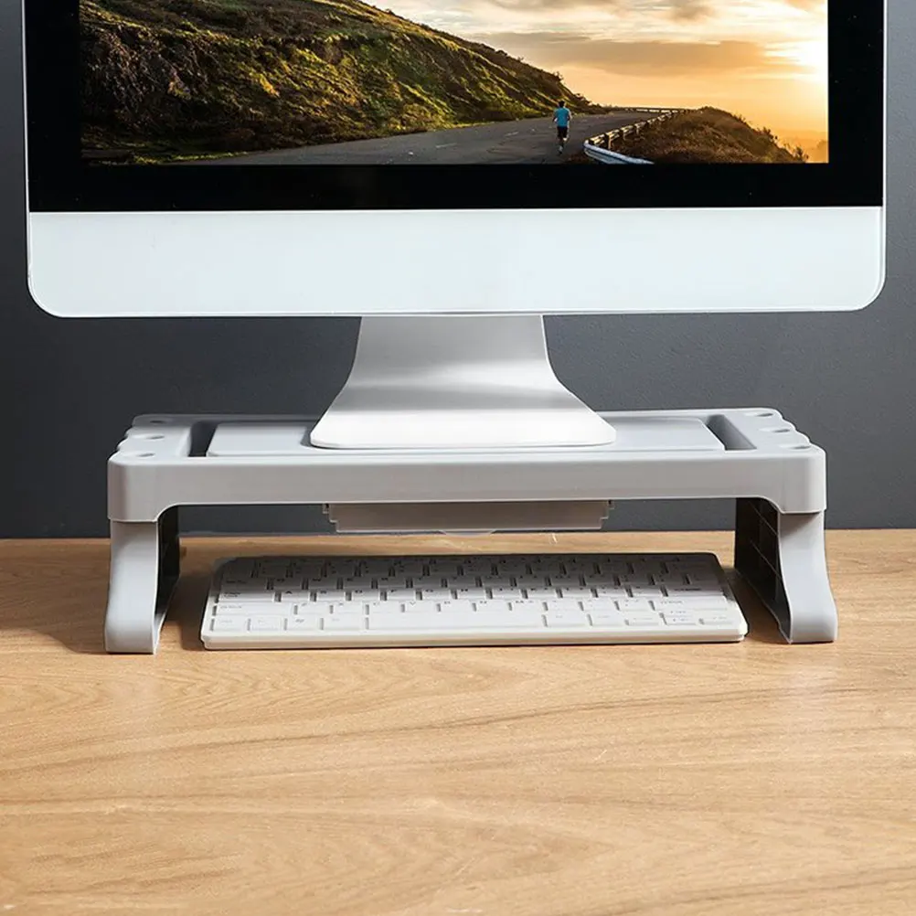 

Ergonomic Monitor St Riser Drawer for Office Computer Shelf Screen Elevated Storage Laptop Holder PP Material Strong Capacity