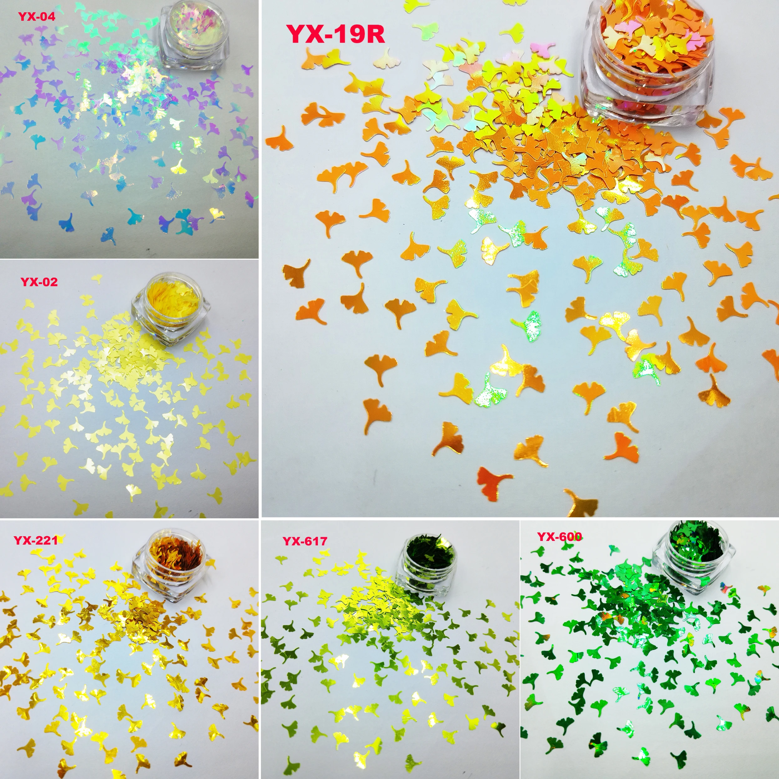 

6Colors Ginkgo leaf Leaves Glitter Chunky Paillette Spangles Shapes for Nail Art Makup Body Art Facepaint Christmas Craft