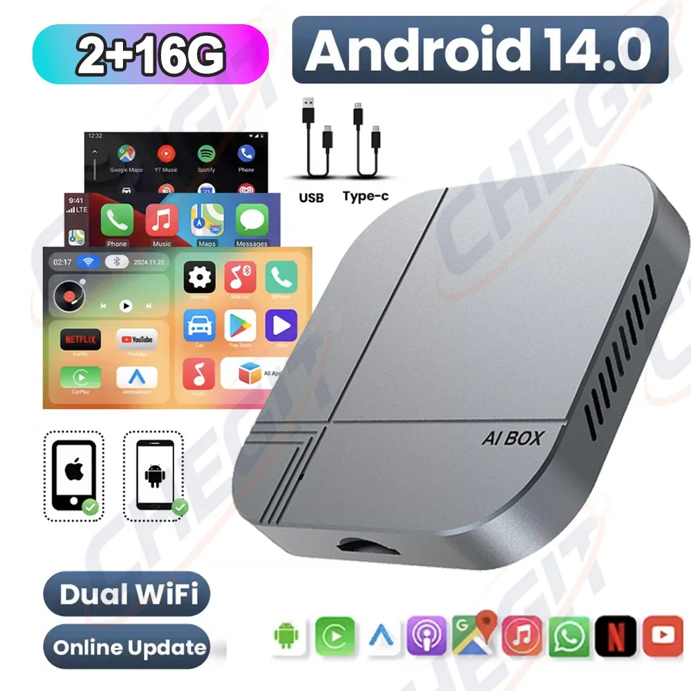 Android 14 Smart Box Draadloze CarPlay Android Auto 4G+64G 2G+16G TV Box Auto Multimedia Speler Auto Connectie Voor Youtube Netflix For VW Toyota Nissan Honda Kia Opel MG