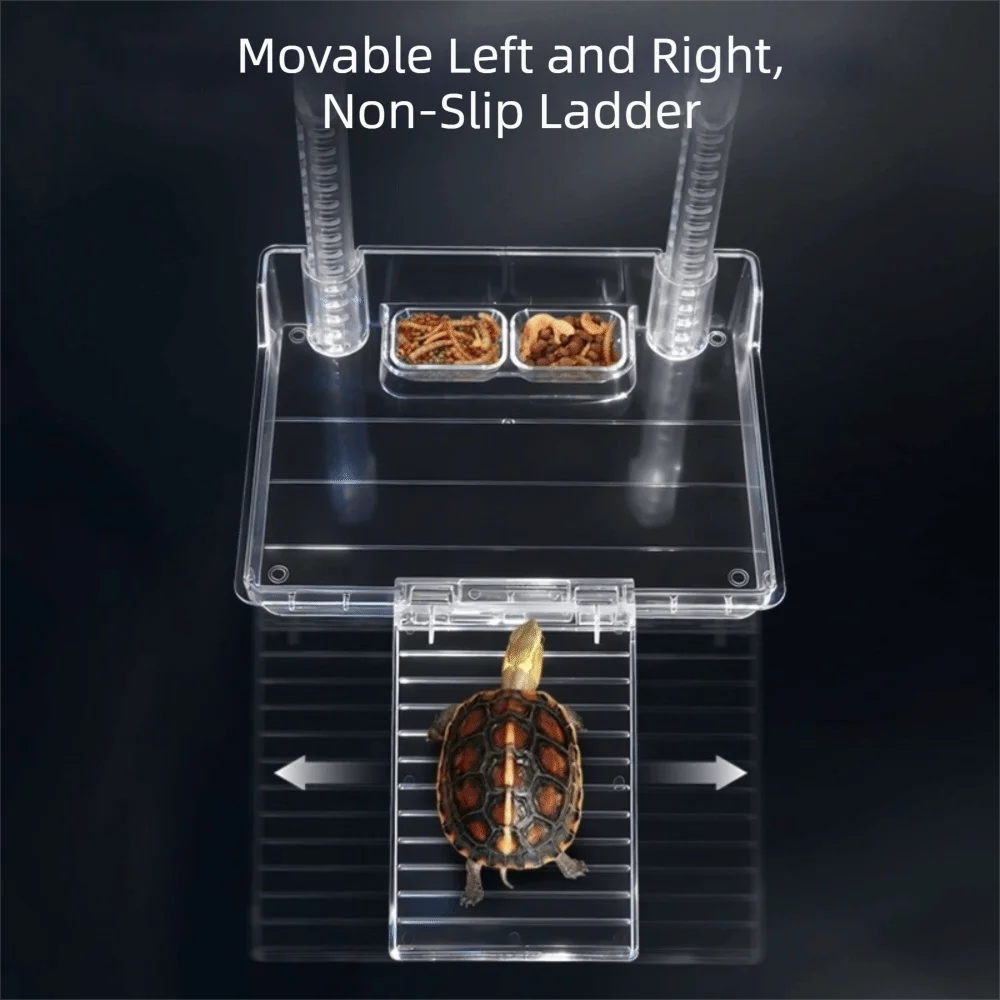 TransparentReptileBaskingPlatformHangingDetachableFloatingIslandwithFeedingBowlClimbingLadderTurtleTankPlatform-AliExpress
