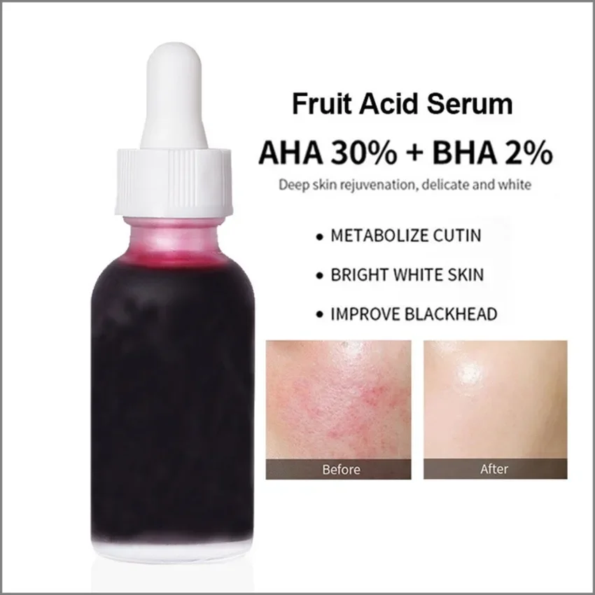 AHA Fruit Acid Liquid Logo personalizado, suaviza la cutina, limpia los poros, elimina los puntos negros del acné, marca privada, maquillaje, venta al por mayor, Libre de crueldad