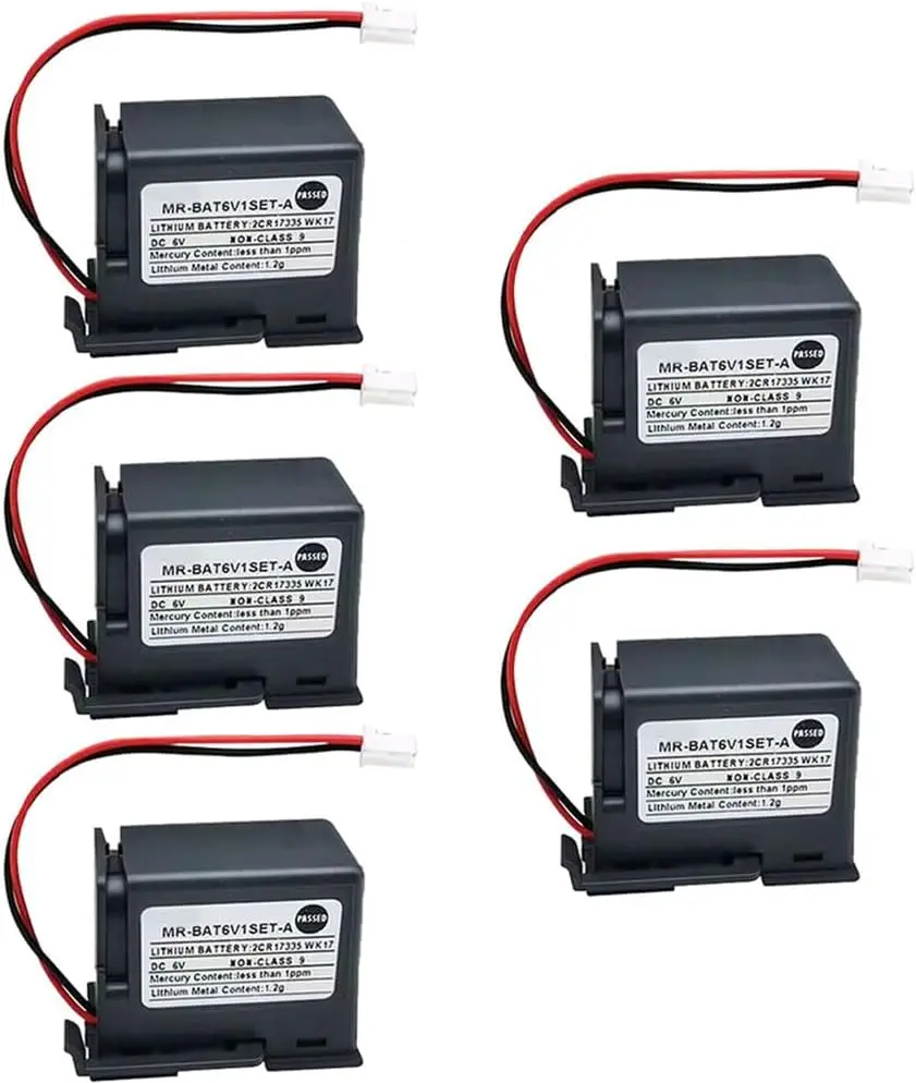 

(5 Pack) MR-BAT6V1SET-A 6V 1650mAh Non-Rechargeable Lithium Battery Replace for 2CR17335A WK17 for MR-J4 PLC