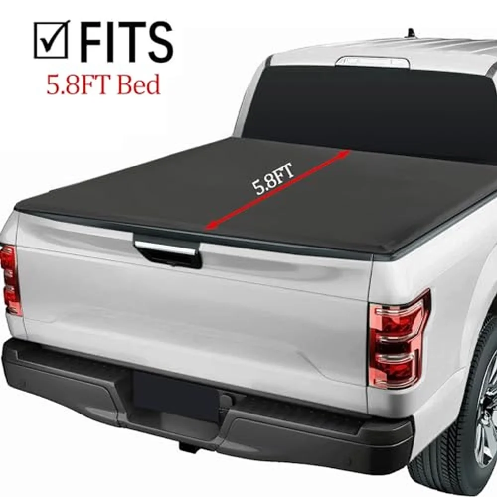 5.8FT Soft Roll Up Tonneau Cover Replacement for Silverado 1500 2007 2026