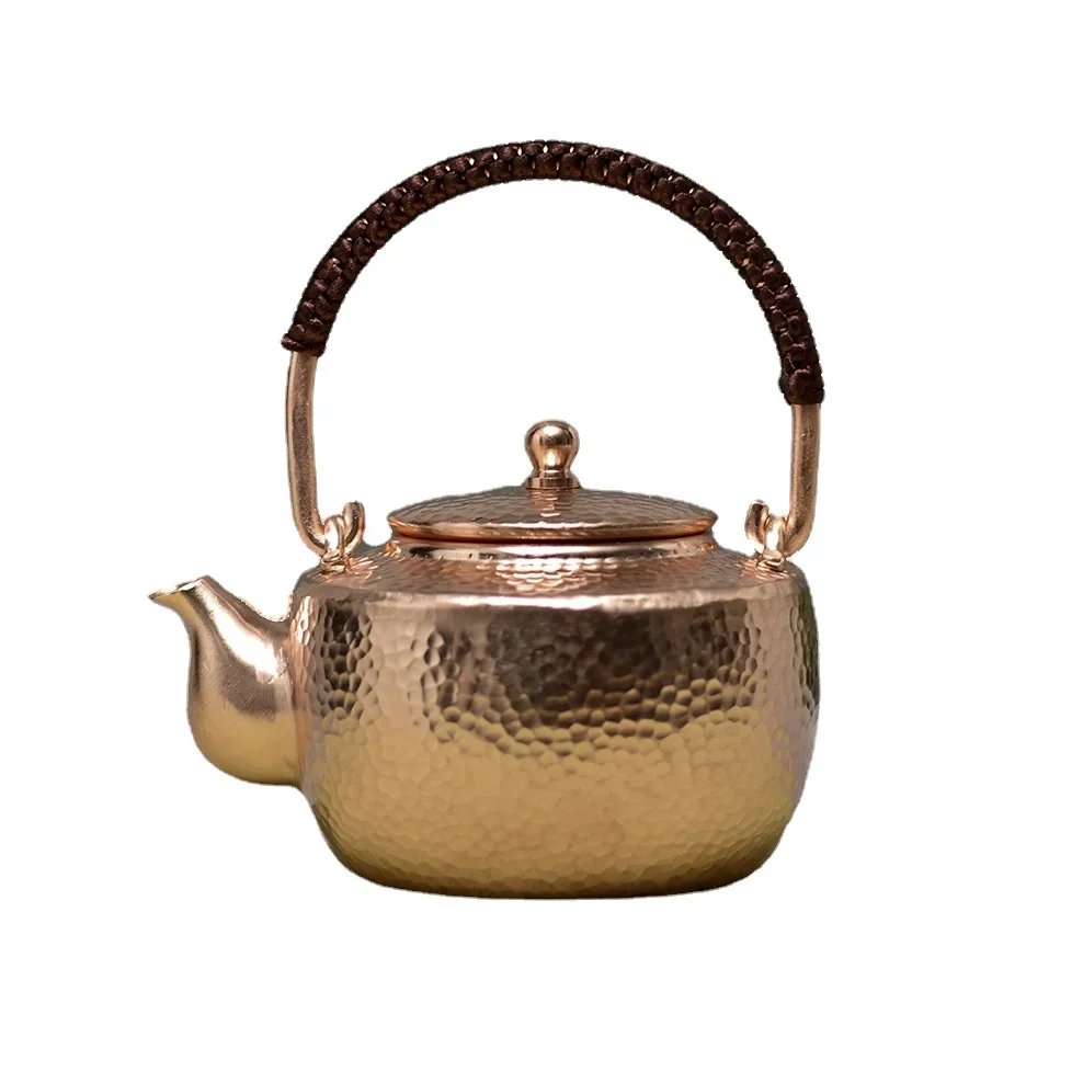 

Pure Handmade Boiling Kettle 450MLPure Copper Teapot Lifting Beam Copper Pot Health Tea Infuser Kung Fu Tea Set For Brewing Tea