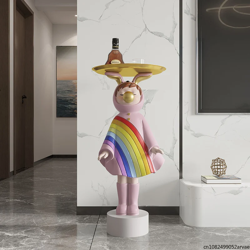 

Rainbow Girl Large Floor-standing Ornament, Tray Doll Decoration Next To The TV Cabinet in The Living Room, Home Furniture Gift