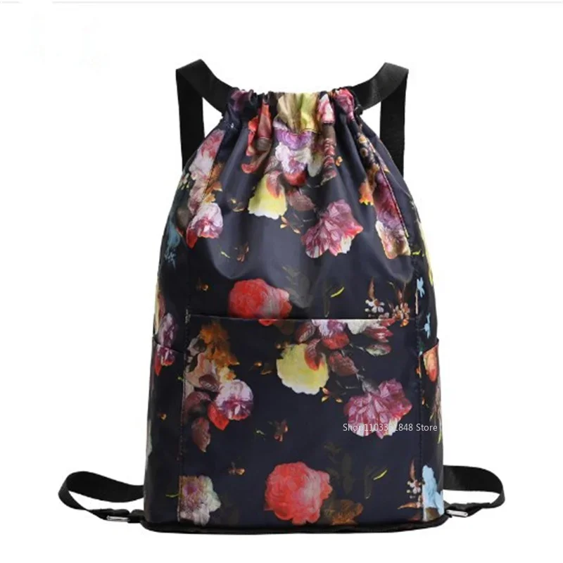 Mochila con cordón para mujer, bolso de viaje multifunción portátil, plegable, de gran capacidad, impermeable, para playa y natación