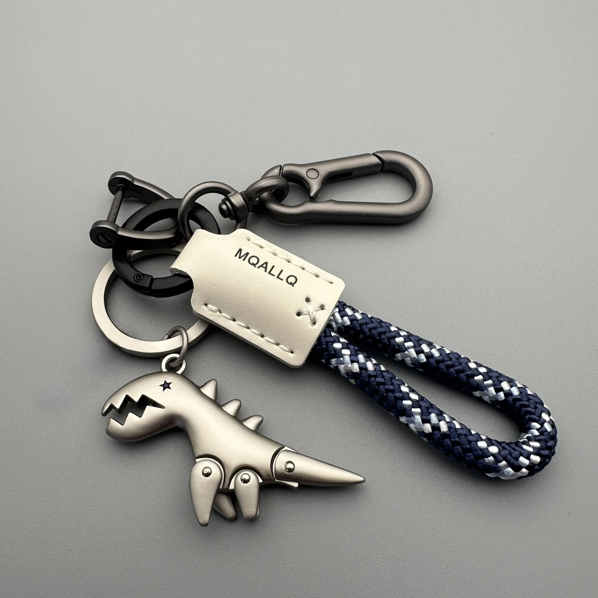 Motorcycle Decoration Accessories and Car Keychain Single Leather Woven Rope Metal Keychain Handbag Pendant Small Gift image 4