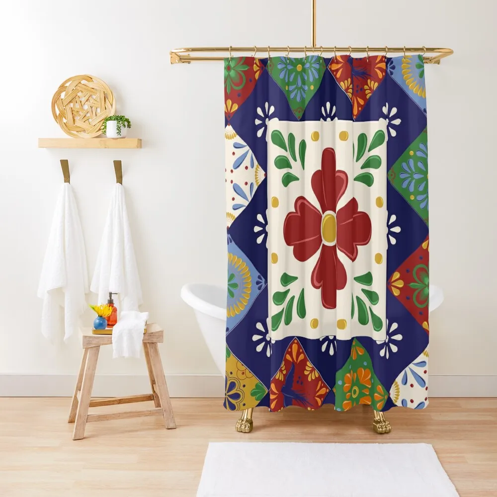 

Mexican Talavera Floral Pattern by Akbaly Shower Curtain For Bathroom Shower Anime Shower For The Bathroom Cover Curtain