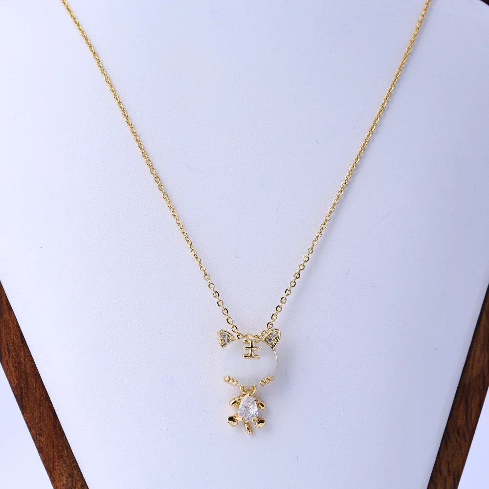 Японский и корейский легкий роскошный дизайн, опал, маленький кулон с тигром, ожерелье из титановой стали, женское нежное циркониевое ожерелье высокого класса