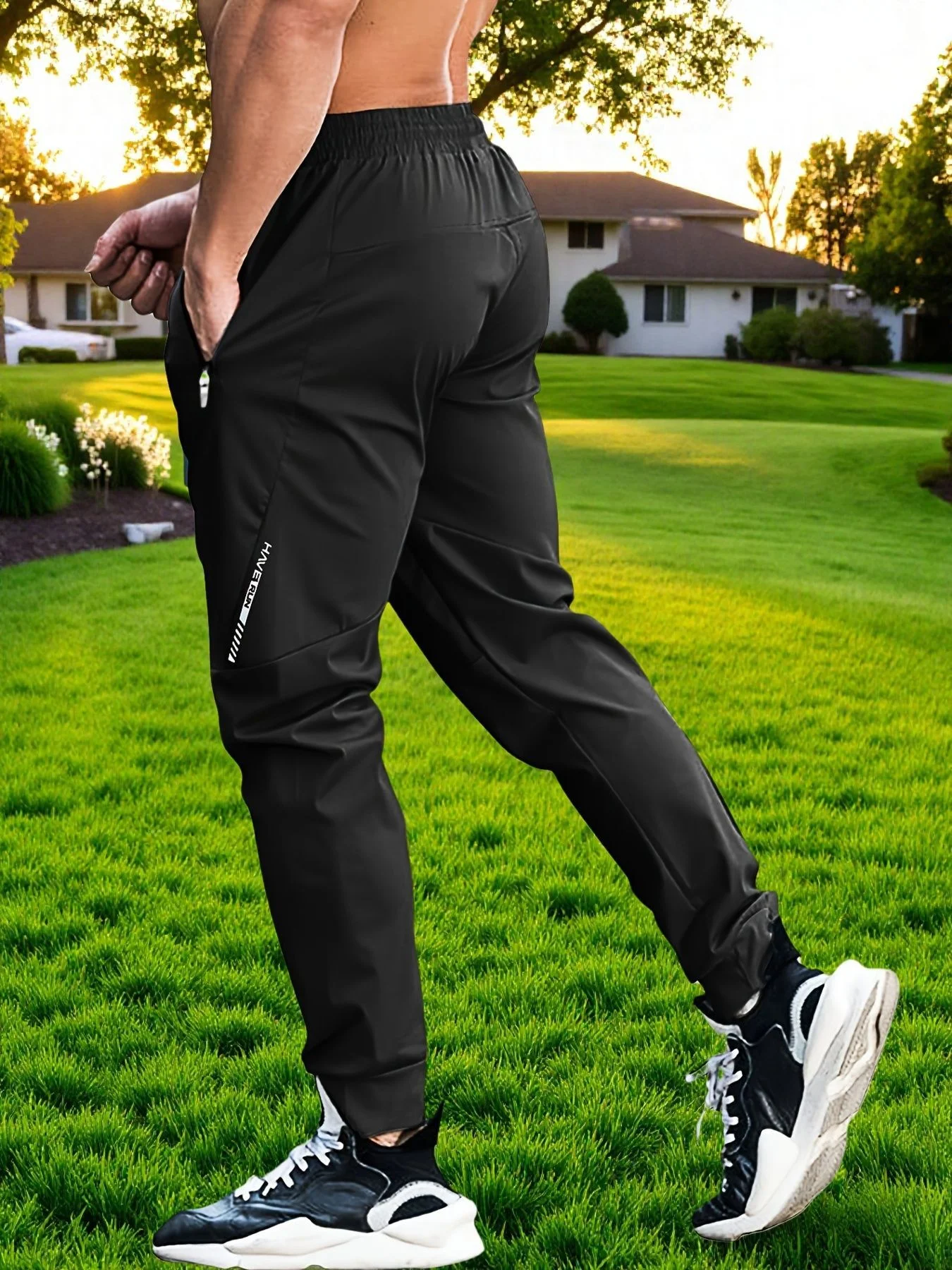 Sommerliche Outdoor-Hose aus Eisseide für Herren, dünne Freizeithose im koreanischen Stil, schnelltrocknend, elastische Beinpartie, eng anliegende Sporthose für Herren – Detail 8