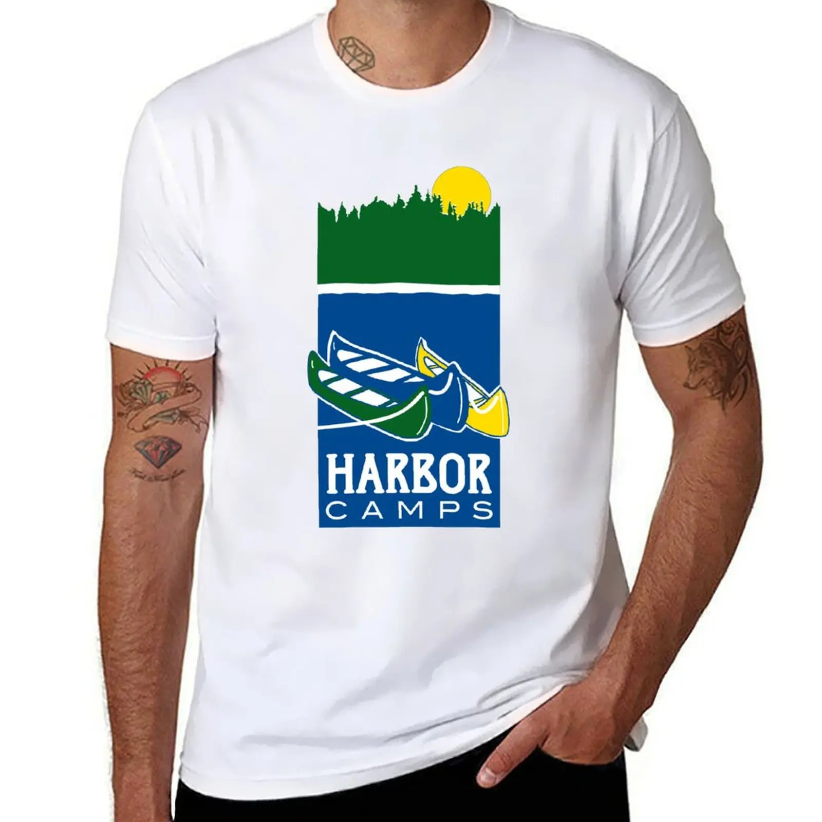 

Harbor Camps Classic Logo T-Shirt oversizeds valentines boutique clothes korean fashion boys animal print mens tall t shirts