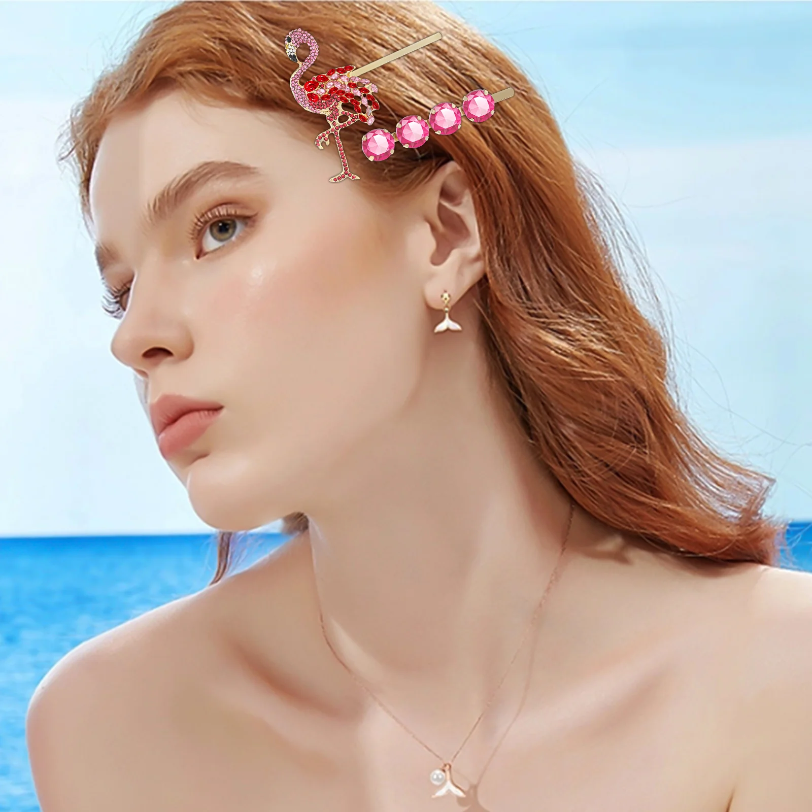 

3pcs Flamingo Clip Set Rhinestone Hairpin Women Accessories Elegant Hairstyle Daily Party Prom Gifts Hair Care Styling