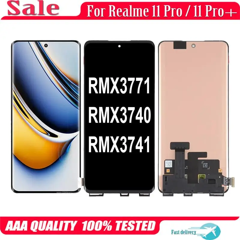 Top AMOLED For Realme 11 Pro Plus RMX3771 RMX3740 RMX3741 LCD Display Touch Screen Replacement Digitizer Assembly