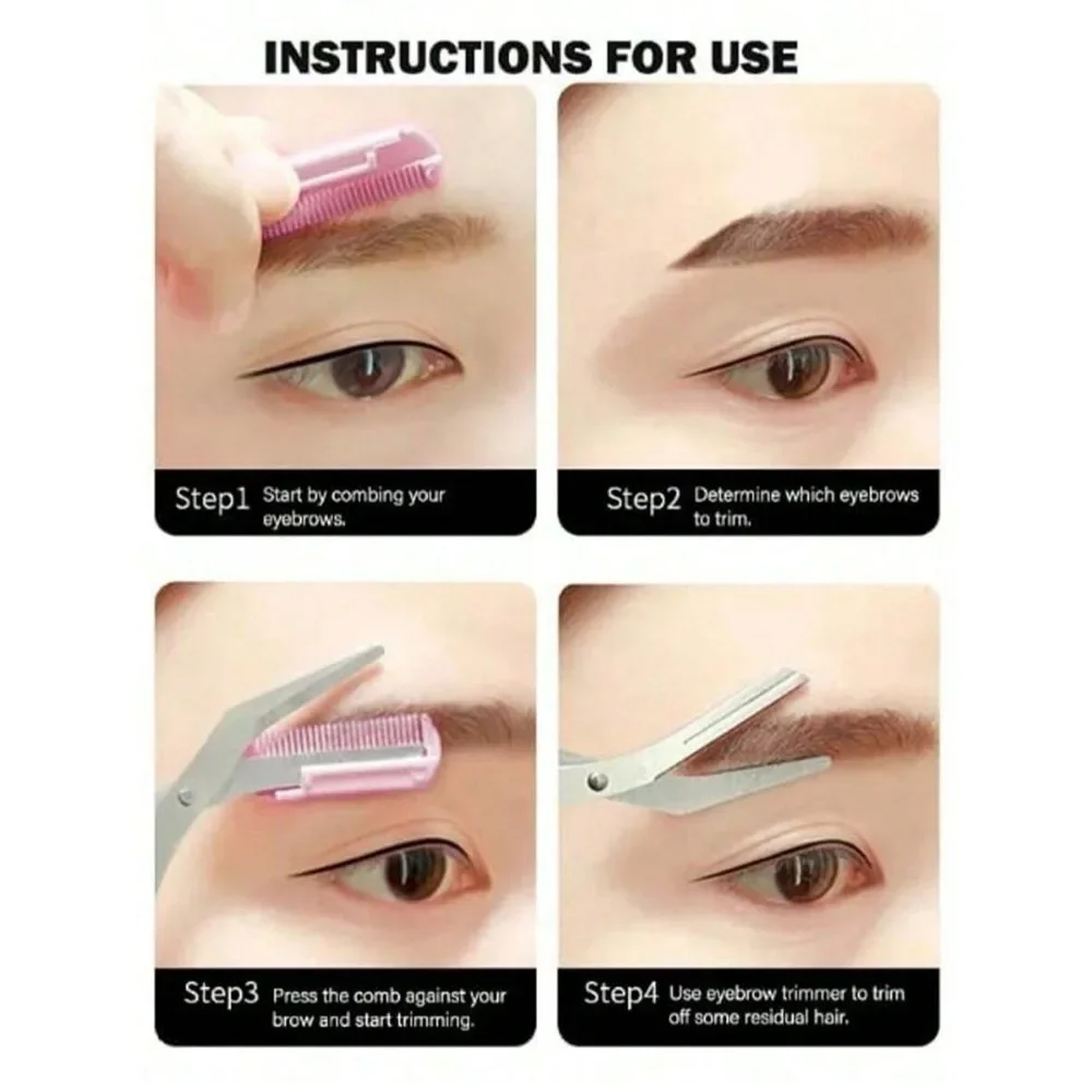 กรรไกรตัดขนคิ้วแบบมีหวี 1 ชิ้น สำหรับทุกเพศ - เครื่องมือตัดแต่งทรงอย่างแม่นยำสำหรับผู้ชายและผู้หญิง กำจัดขนบนใบหน้า อุปกรณ์เสริมความงามพร้อมเป็นของขวัญ