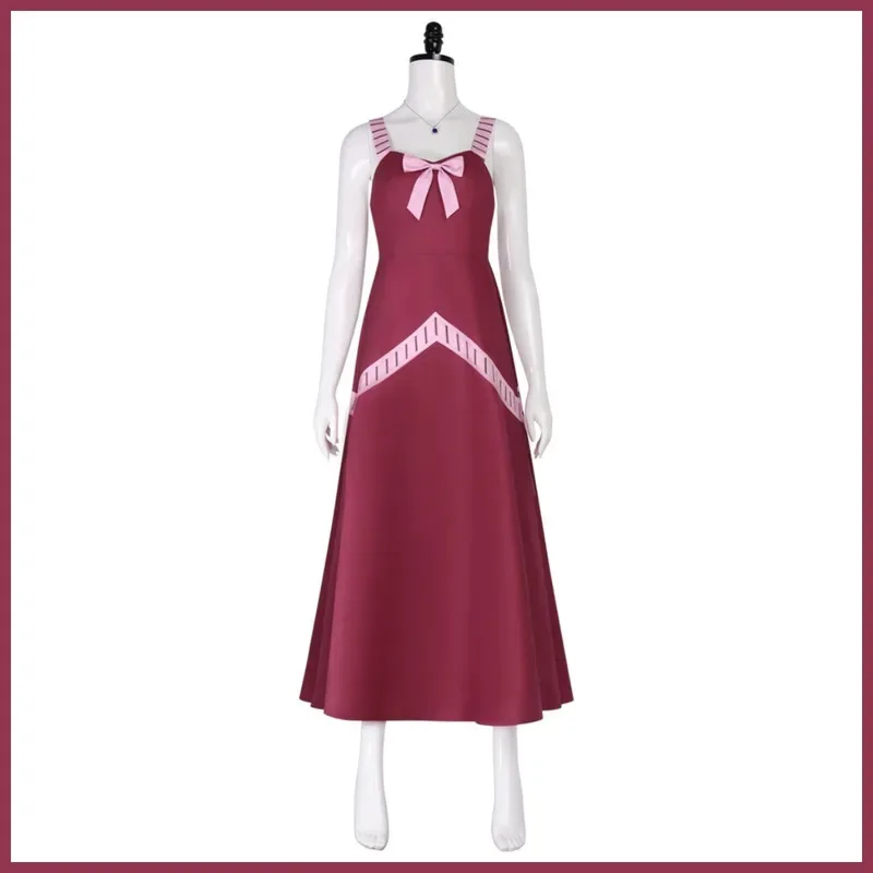 Аниме FAIRY TAIL Mirajane Strauss Косплей Костюм Красное платье на бретельках Ожерелье Парик Женский сексуальный милый карнавальный костюм на Хэллоуин, 5;d'2.y;