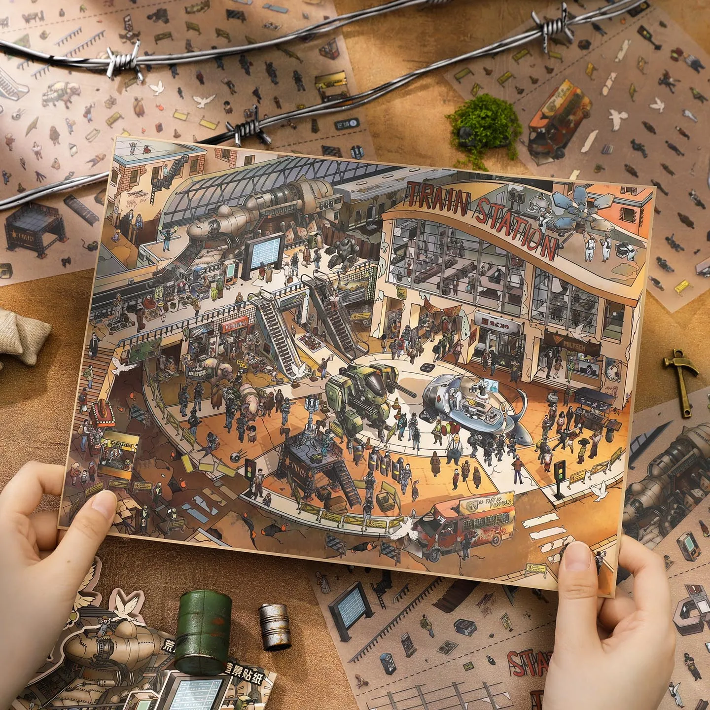 

JIAMEI Kawaii 3D Cartoon Cyber Station Miniature Scene Stickers DIY Handmade Stacking Fun Scrapbook Stickers Children Gift