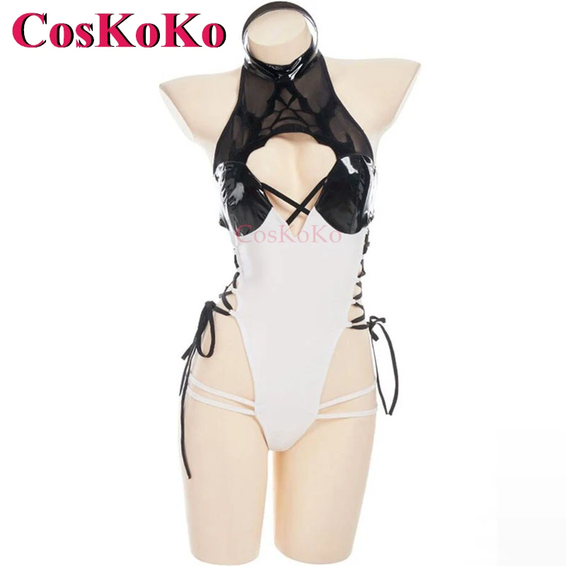 

CosKoKo 2B Cosplay Game NieR: Automata Costume Derivative Product PU Leather Swimsuit Onesies Halloween Party Role Play Clothing