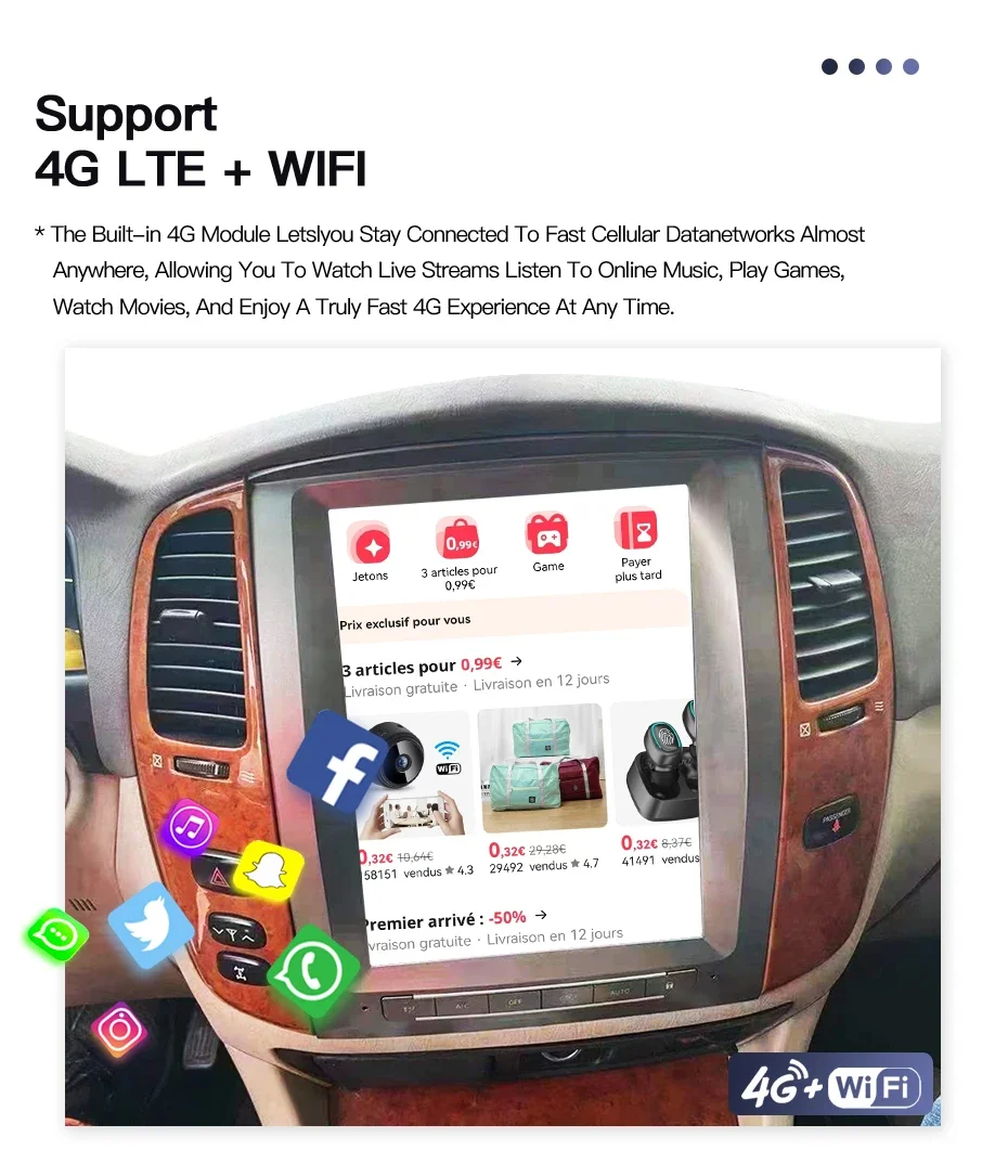 12.1'' Android Vertica Screen Car Radio Multimedia GPS Navi Video Playe For Toyota Land Cruiser LC100 Lexus LX470 Carplay 4G DSP